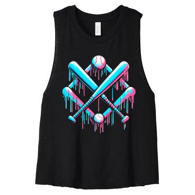 B.A.S.E.B.A.L.L Home Plate Drip For Ice Cream Spinkle Women's Racerback Cropped Tank