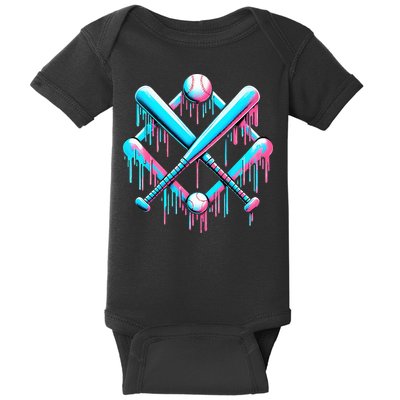 B.A.S.E.B.A.L.L Home Plate Drip For Ice Cream Spinkle Baby Bodysuit