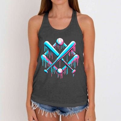 B.A.S.E.B.A.L.L Home Plate Drip For Ice Cream Spinkle Women's Knotted Racerback Tank