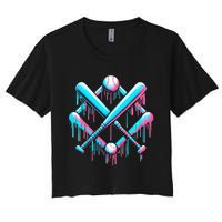 B.A.S.E.B.A.L.L Home Plate Drip For Ice Cream Spinkle Women's Crop Top Tee