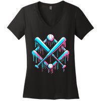 B.A.S.E.B.A.L.L Home Plate Drip For Ice Cream Spinkle Women's V-Neck T-Shirt