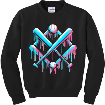B.A.S.E.B.A.L.L Home Plate Drip For Ice Cream Spinkle Kids Sweatshirt