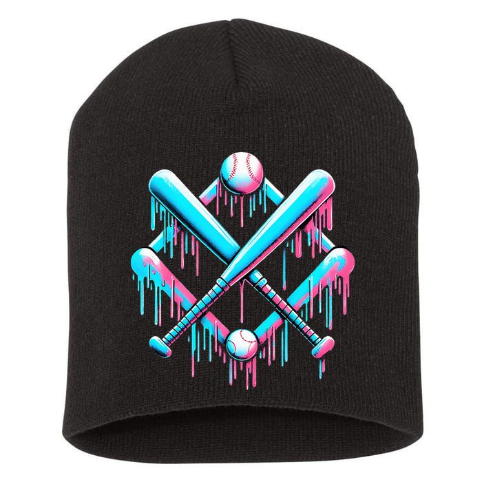 B.A.S.E.B.A.L.L Home Plate Drip For Ice Cream Spinkle Short Acrylic Beanie
