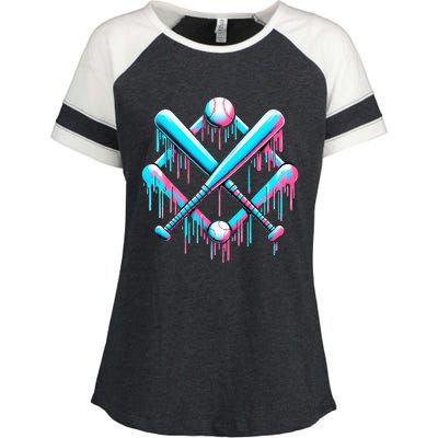 B.A.S.E.B.A.L.L Home Plate Drip For Ice Cream Spinkle Enza Ladies Jersey Colorblock Tee