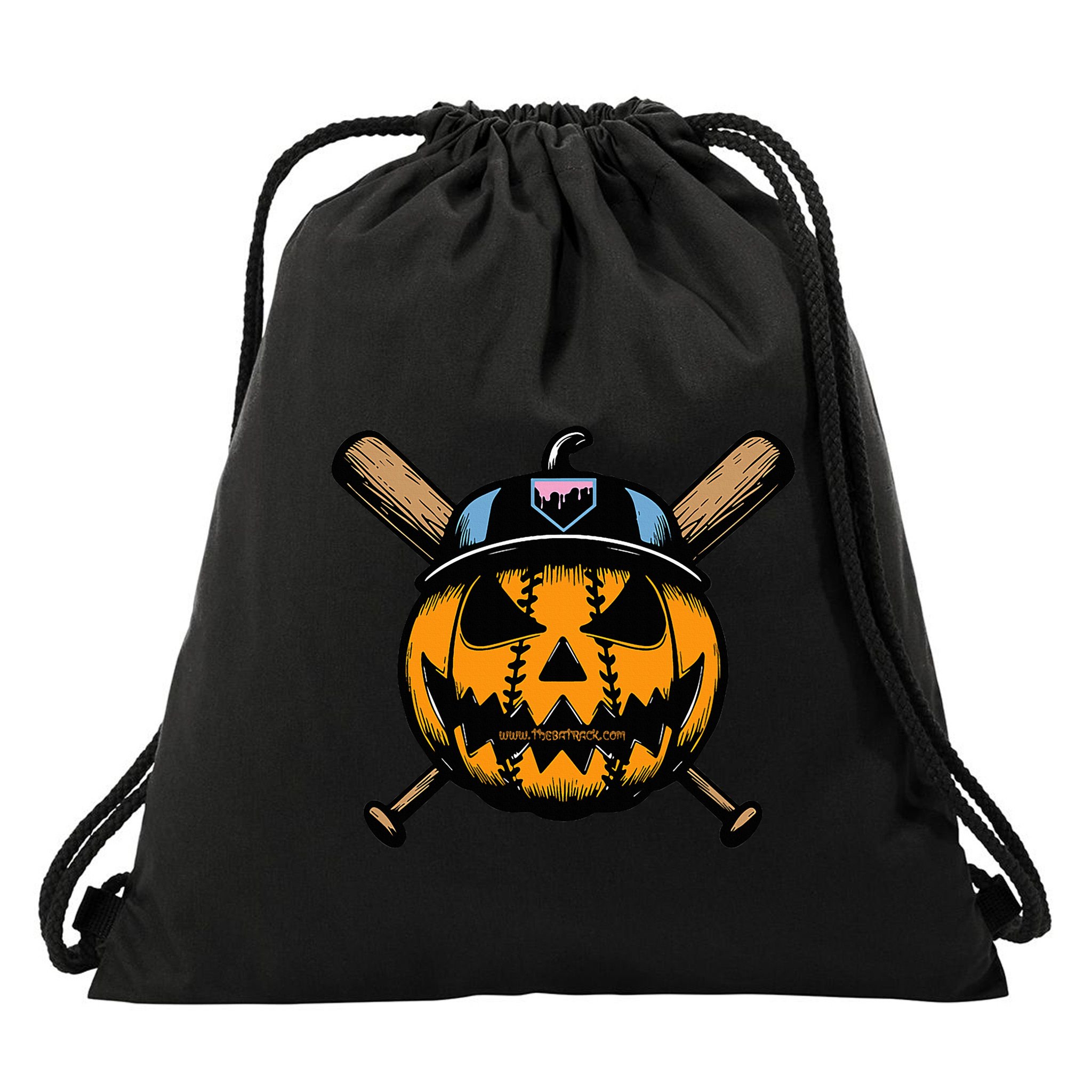 B.A.S.E.B.A.L.L Home Plate Drip Halloween Pumpkin Drawstring Bag