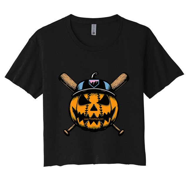 B.A.S.E.B.A.L.L Home Plate Drip Halloween Pumpkin Crop Top
