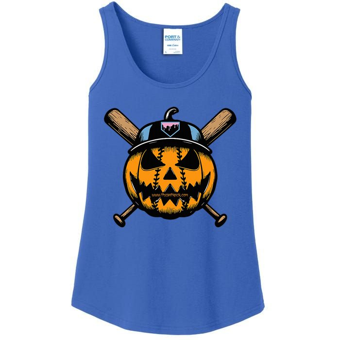 B.A.S.E.B.A.L.L Home Plate Drip Halloween Pumpkin Ladies Essential Tank