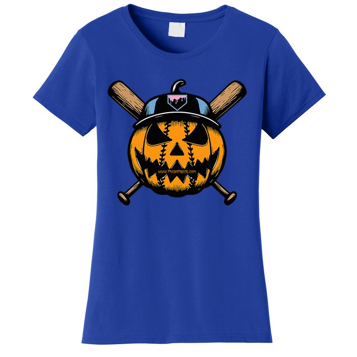 B.A.S.E.B.A.L.L Home Plate Drip Halloween Pumpkin Women's T-Shirt