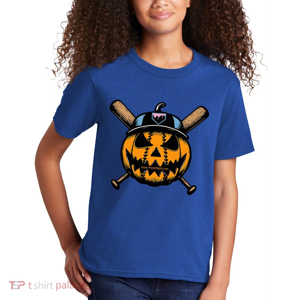 B.A.S.E.B.A.L.L Home Plate Drip Halloween Pumpkin Kids T-Shirt