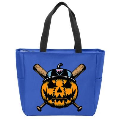 B.A.S.E.B.A.L.L Home Plate Drip Halloween Pumpkin Zip Tote Bag
