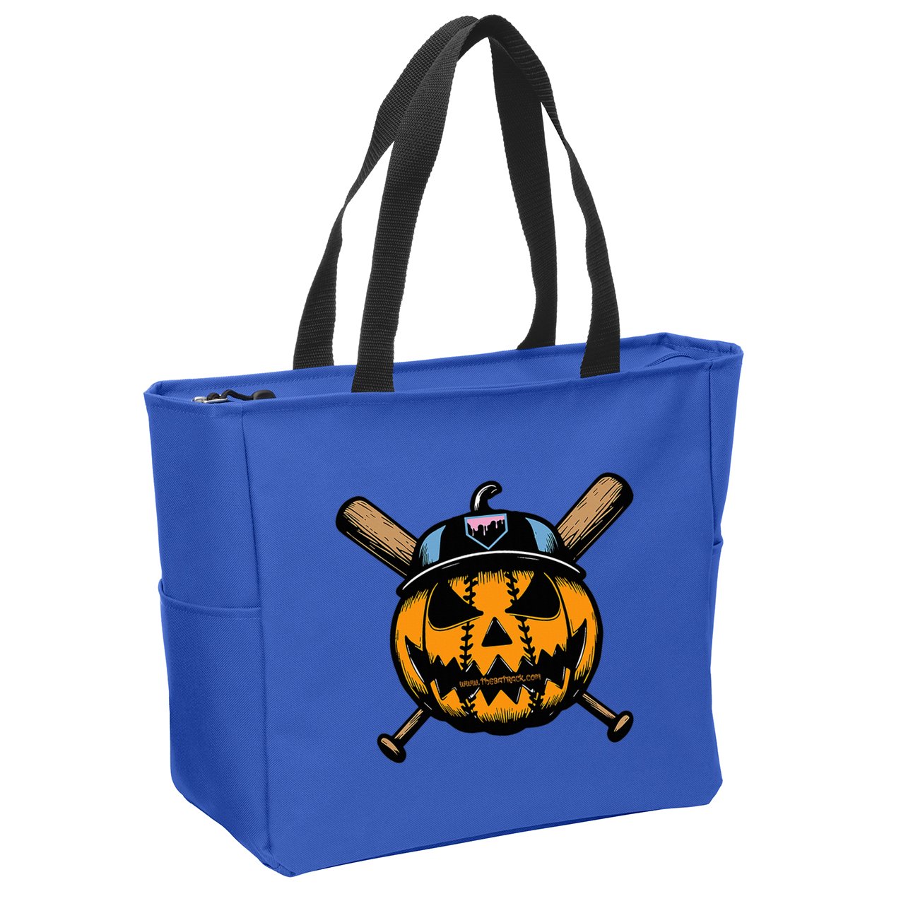B.A.S.E.B.A.L.L Home Plate Drip Halloween Pumpkin Zip Tote Bag
