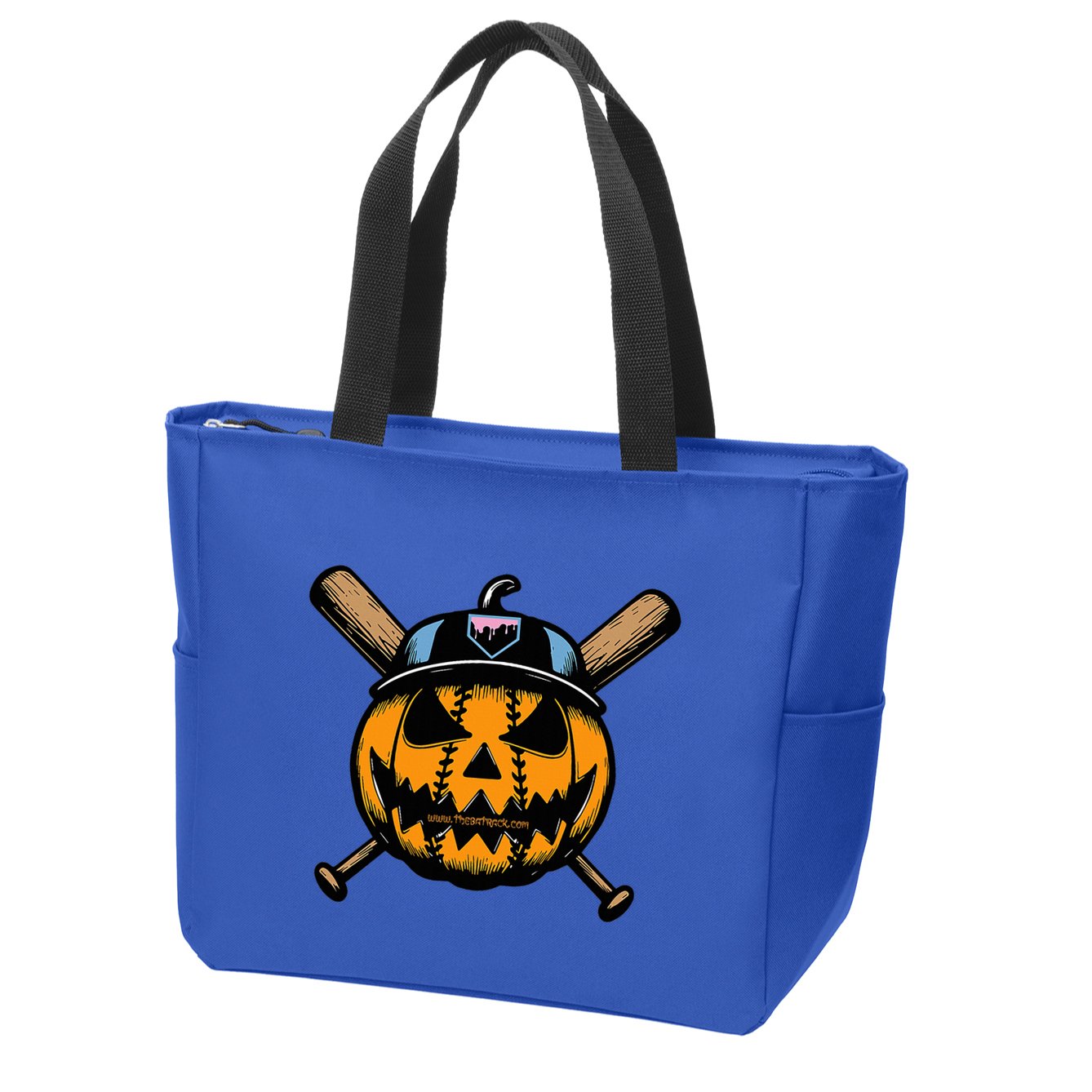 B.A.S.E.B.A.L.L Home Plate Drip Halloween Pumpkin Zip Tote Bag
