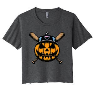 B.A.S.E.B.A.L.L Home Plate Drip Halloween Pumpkin Women's Crop Top Tee