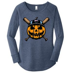 B.A.S.E.B.A.L.L Home Plate Drip Halloween Pumpkin Women's Perfect Tri Tunic Long Sleeve Shirt