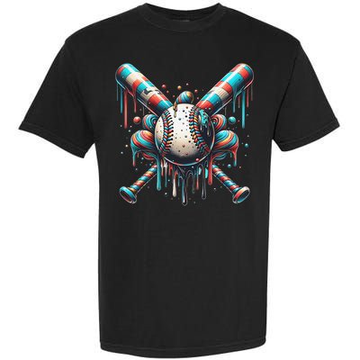 Baseball Home Plate Ice Cream Drip Baseball With Sprinkles Garment-Dyed Heavyweight T-Shirt