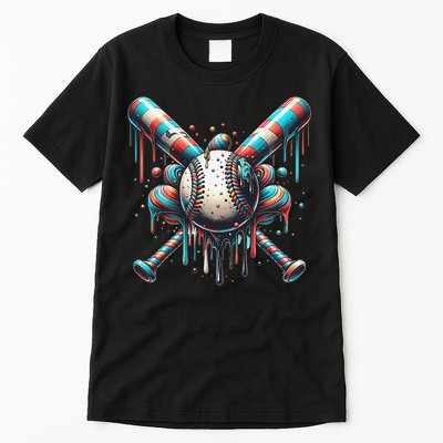 Baseball Home Plate Ice Cream Drip Baseball With Sprinkles Tall T-Shirt