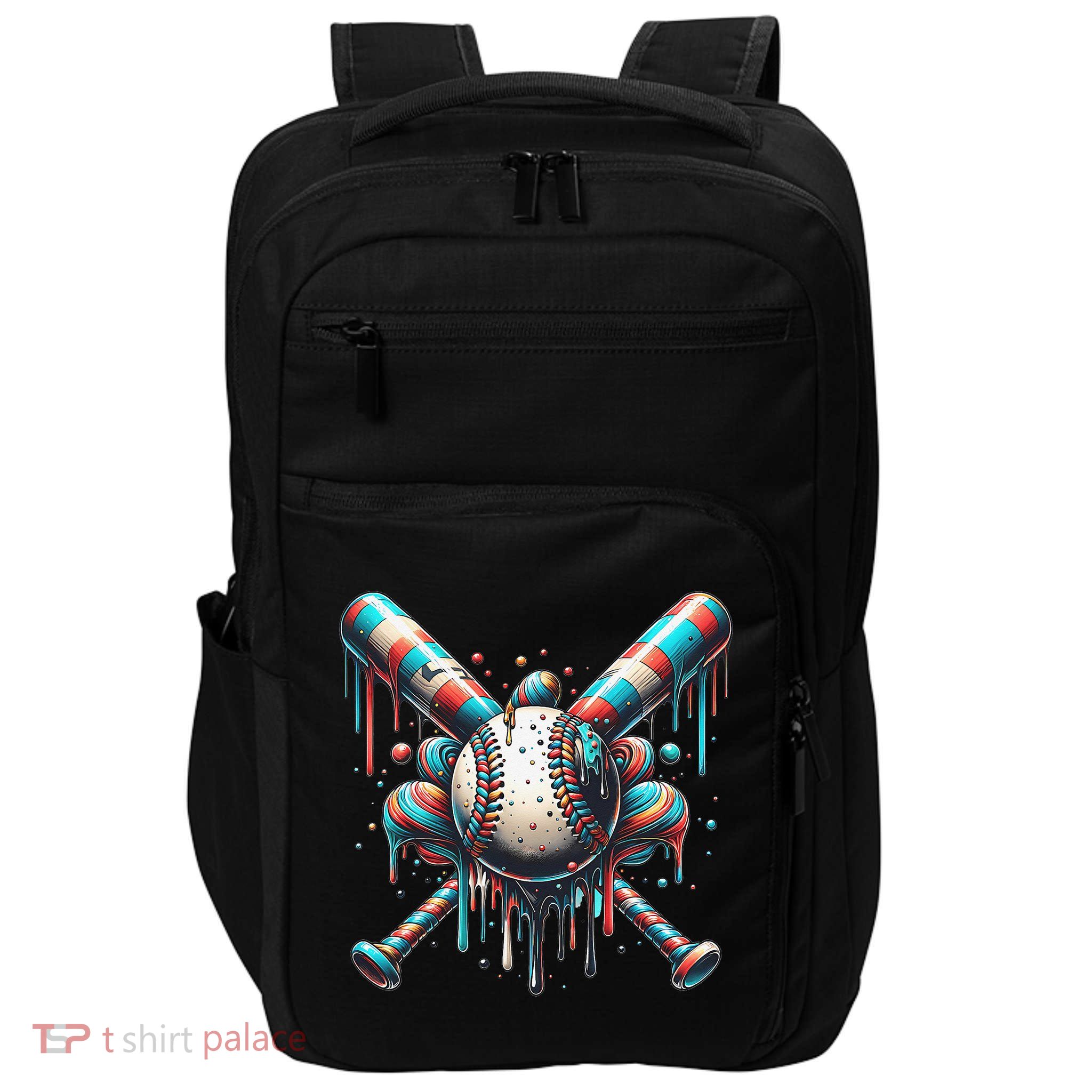 Baseball Home Plate Ice Cream Drip Baseball With Sprinkles Impact Tech Backpack