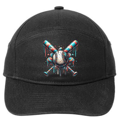 Baseball Home Plate Ice Cream Drip Baseball With Sprinkles 7-Panel Snapback Hat