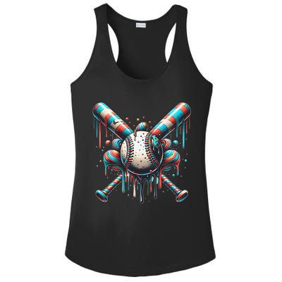 Baseball Home Plate Ice Cream Drip Baseball With Sprinkles Ladies PosiCharge Competitor Racerback Tank