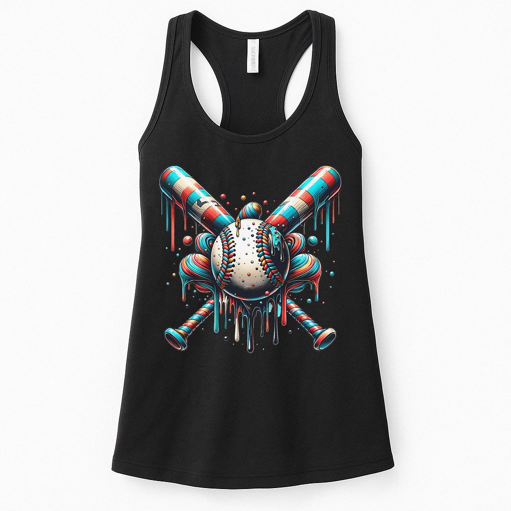 Baseball Home Plate Ice Cream Drip Baseball With Sprinkles Womens Tank Top