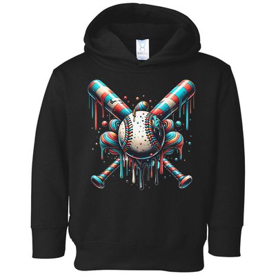 Baseball Home Plate Ice Cream Drip Baseball With Sprinkles Toddler Hoodie