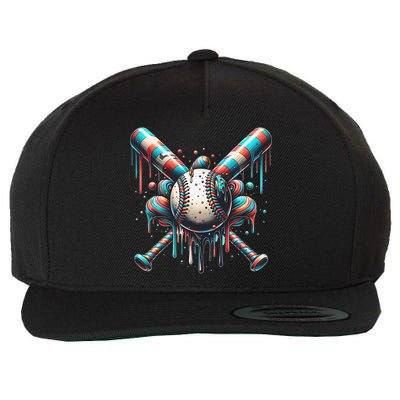 Baseball Home Plate Ice Cream Drip Baseball With Sprinkles Wool Snapback Cap
