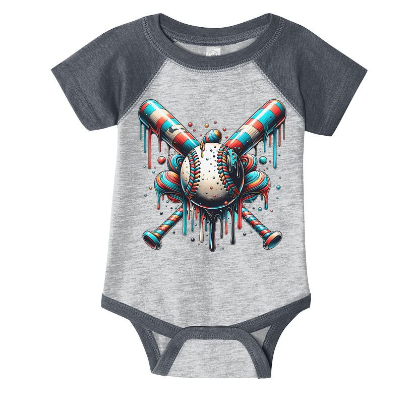 Baseball Home Plate Ice Cream Drip Baseball With Sprinkles Infant Baby Jersey Bodysuit