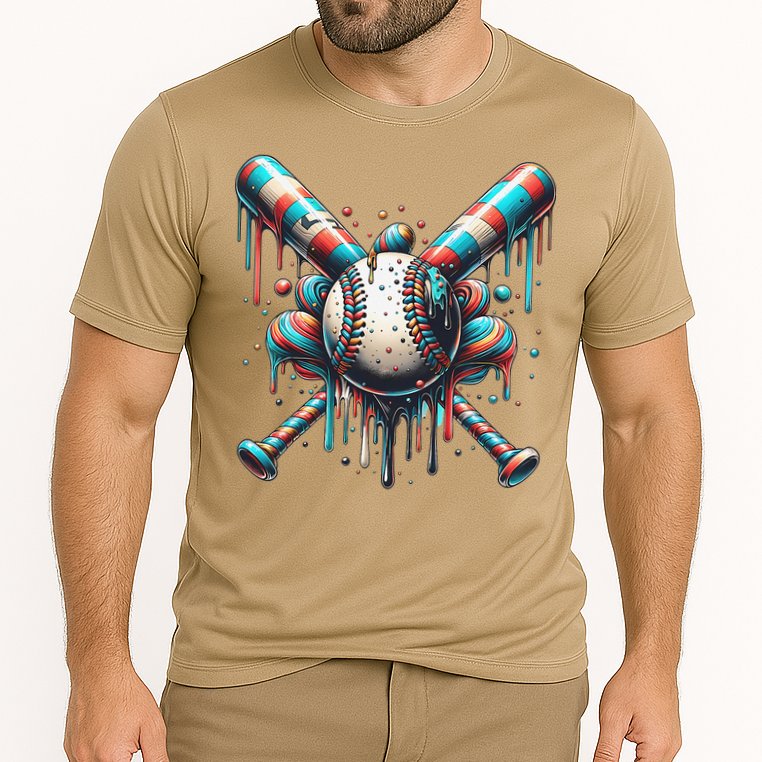 Baseball Home Plate Ice Cream Drip Baseball With Sprinkles Cooling Performance Crew T-Shirt