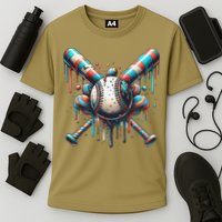 Baseball Home Plate Ice Cream Drip Baseball With Sprinkles Cooling Performance Crew T-Shirt