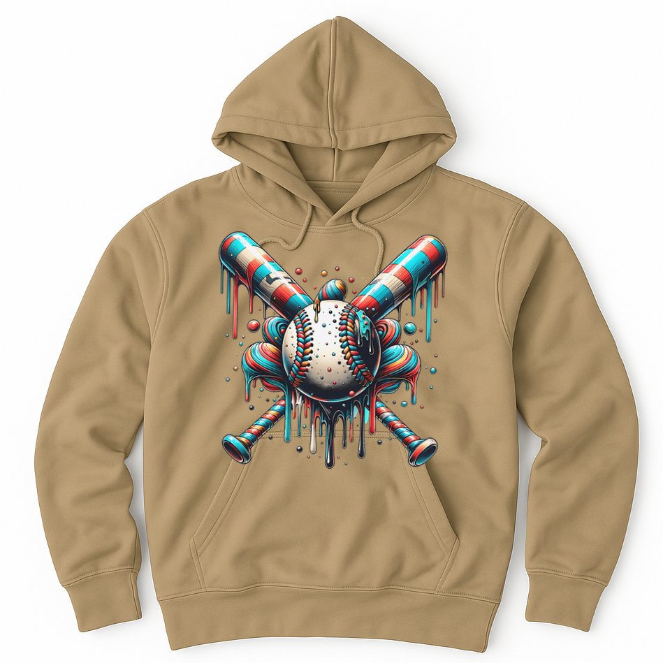 Baseball Home Plate Ice Cream Drip Baseball With Sprinkles Hoodie