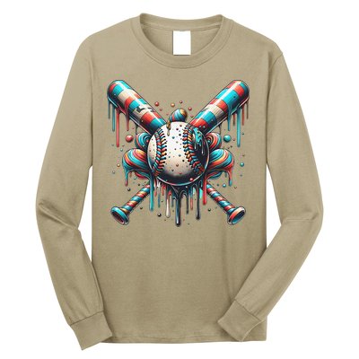 Baseball Home Plate Ice Cream Drip Baseball With Sprinkles Long Sleeve Shirt