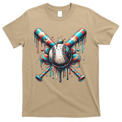 Baseball Home Plate Ice Cream Drip Baseball With Sprinkles T-Shirt