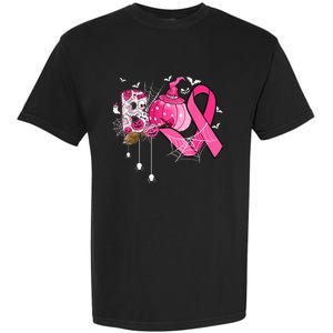 Boo Halloween Pumpkin Pink Ribbon Witch Breast Cancer Garment-Dyed Heavyweight T-Shirt