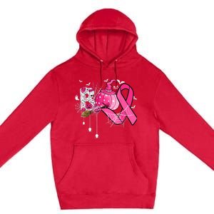 Boo Halloween Pumpkin Pink Ribbon Witch Breast Cancer Premium Pullover Hoodie