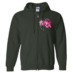 Boo Halloween Pumpkin Pink Ribbon Witch Breast Cancer Full Zip Hoodie