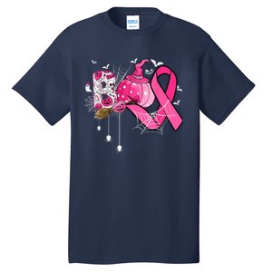 Boo Halloween Pumpkin Pink Ribbon Witch Breast Cancer Tall T-Shirt