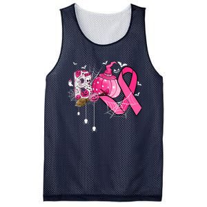 Boo Halloween Pumpkin Pink Ribbon Witch Breast Cancer Mesh Reversible Basketball Jersey Tank