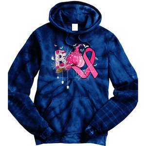 Boo Halloween Pumpkin Pink Ribbon Witch Breast Cancer Tie Dye Hoodie