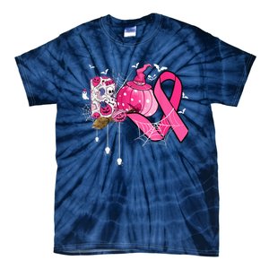 Boo Halloween Pumpkin Pink Ribbon Witch Breast Cancer Tie-Dye T-Shirt