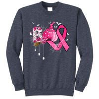 Boo Halloween Pumpkin Pink Ribbon Witch Breast Cancer Sweatshirt