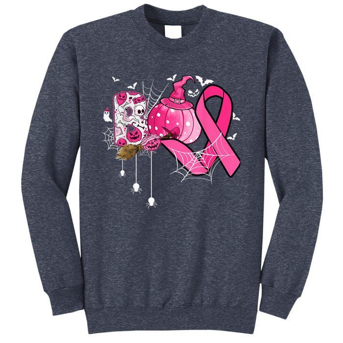 Boo Halloween Pumpkin Pink Ribbon Witch Breast Cancer Sweatshirt