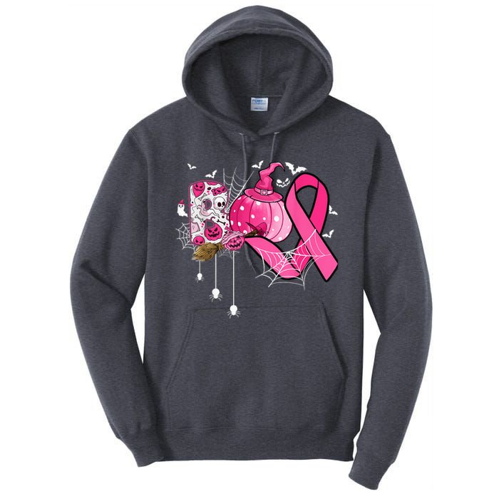 Boo Halloween Pumpkin Pink Ribbon Witch Breast Cancer Tall Hoodie