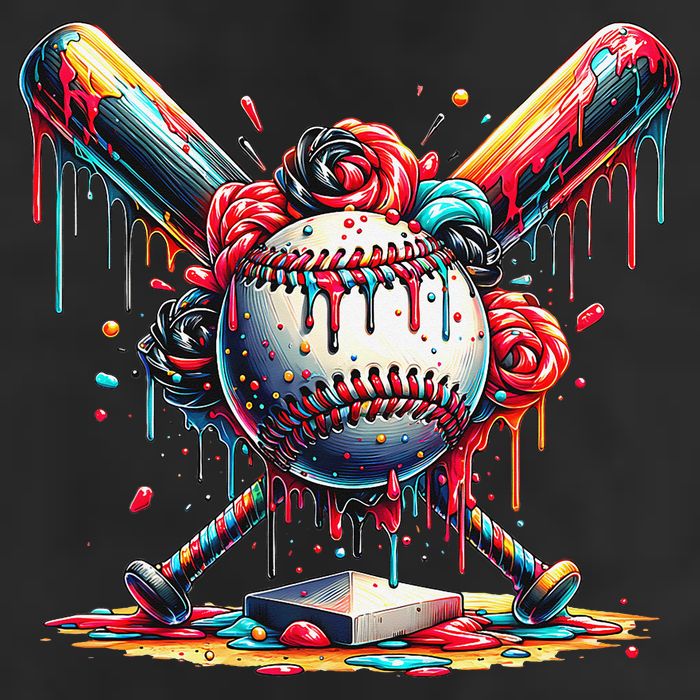 Baseball Home Plate Ice Cream Drip Baseball With Sprinkles 7 Panel Mesh Trucker Snapback Hat