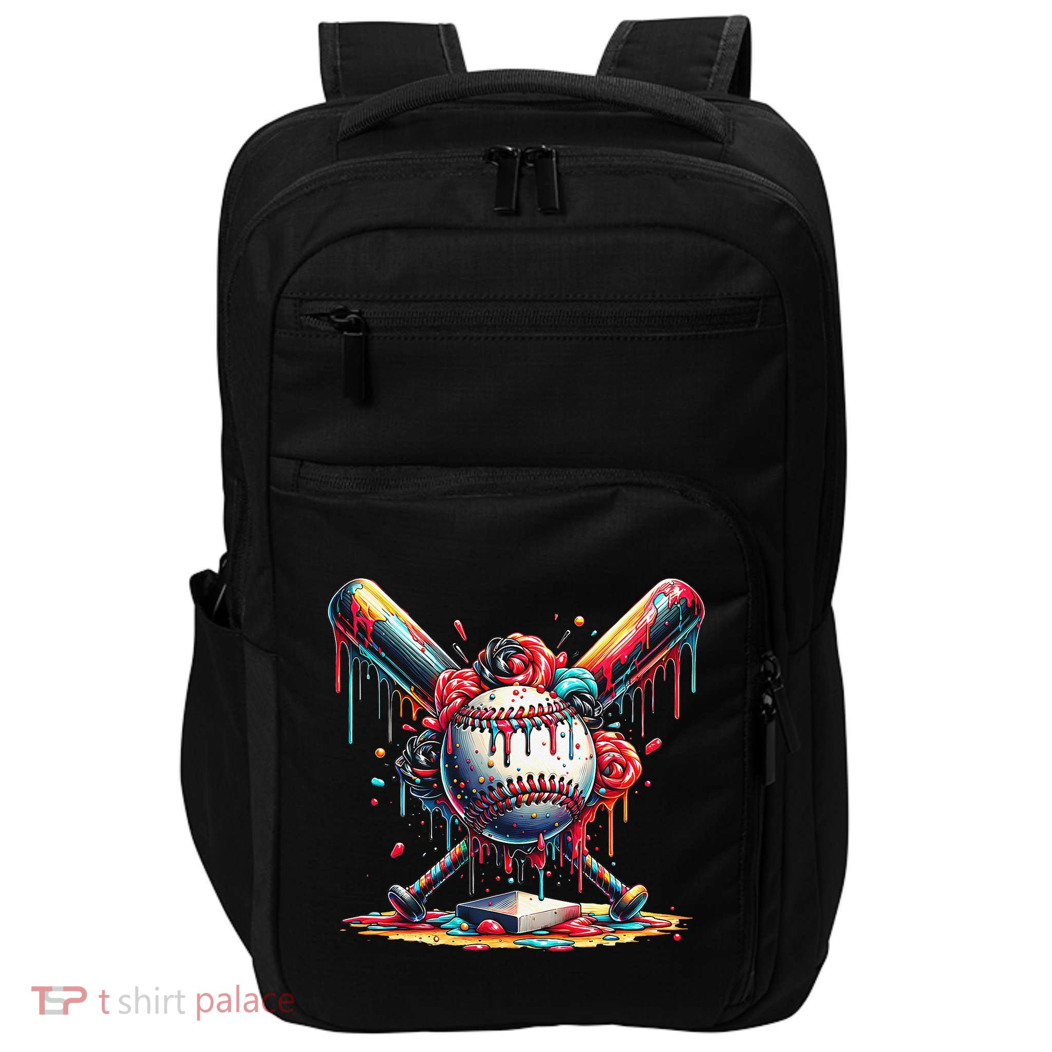 Baseball Home Plate Ice Cream Drip Baseball With Sprinkles Impact Tech Backpack