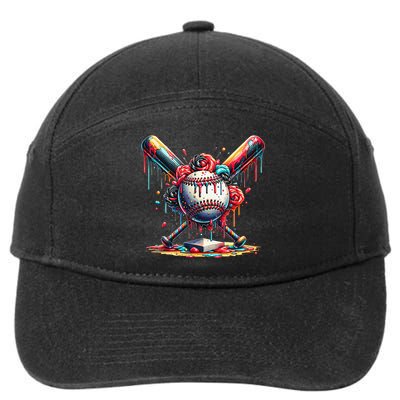 Baseball Home Plate Ice Cream Drip Baseball With Sprinkles 7-Panel Snapback Hat