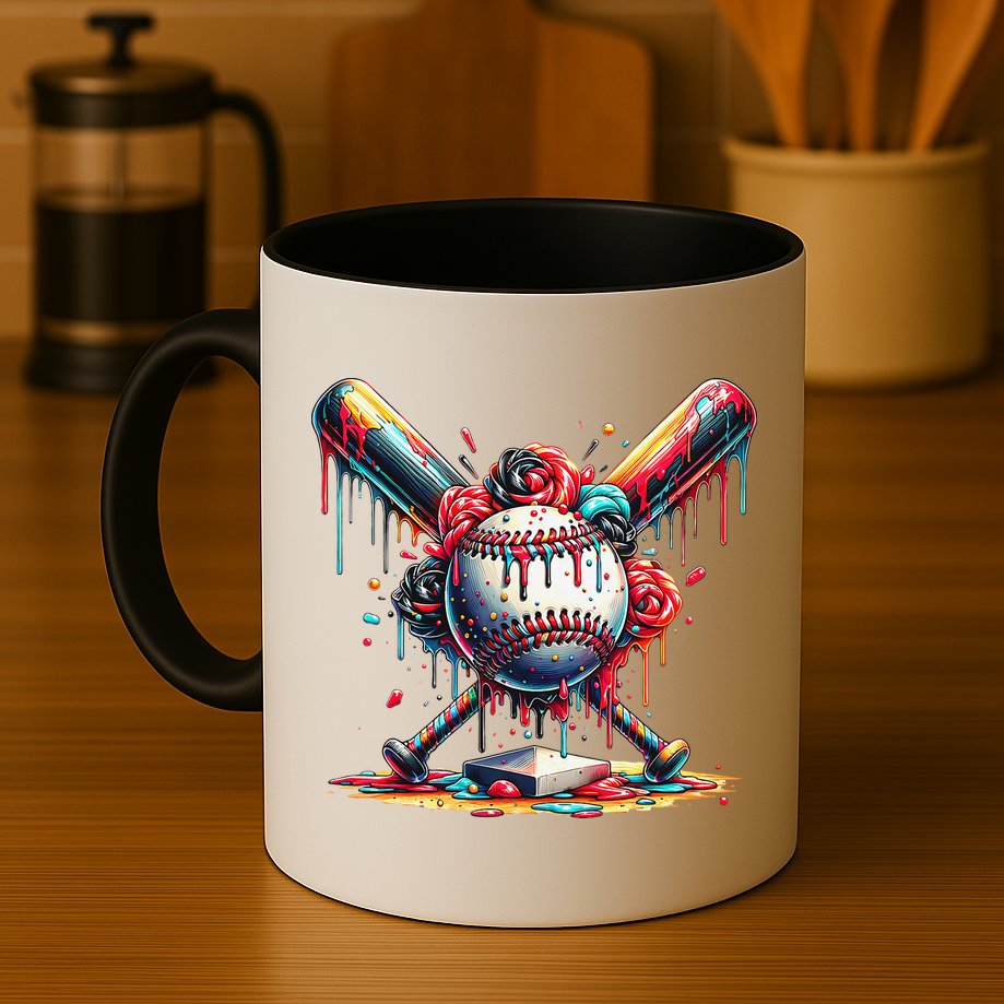 Baseball Home Plate Ice Cream Drip Baseball With Sprinkles Mug