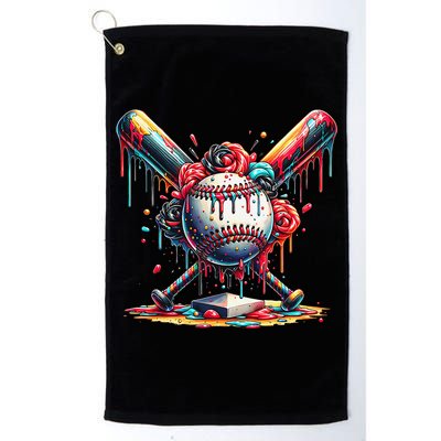 Baseball Home Plate Ice Cream Drip Baseball With Sprinkles Golf Towel
