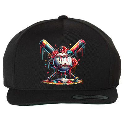 Baseball Home Plate Ice Cream Drip Baseball With Sprinkles Wool Snapback Cap