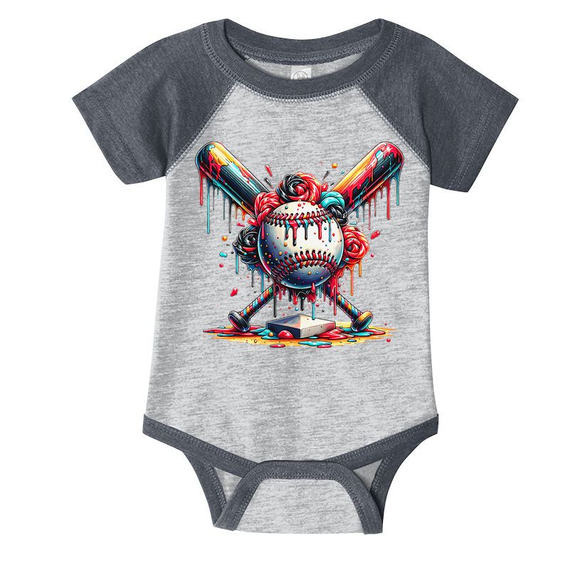 Baseball Home Plate Ice Cream Drip Baseball With Sprinkles Infant Baby Jersey Bodysuit