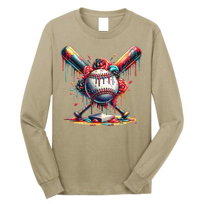 Baseball Home Plate Ice Cream Drip Baseball With Sprinkles Long Sleeve Shirt